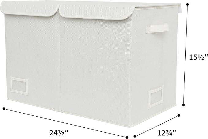 GRANNY SAYS Large Storage Bins with Lids, Foldable Storage Chest with Handles, Stuffed Animal Storage for Playroom, Living Room, Pearl White