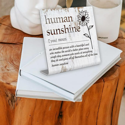 Human Sunshine Definition Desk Signs Funny Appreciation Gifts for Women Thank You Gift for Friends Teacher Coworker Doctor Nurse Gift for Mom Aunt Sister Sunshine Party Decorations XLK11
