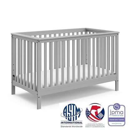 Storkcraft Hillcrest 4-in-1 Convertible Crib (Pebble Gray) - Converts to Daybed, Toddler Bed, and Full-Size Bed, Fits Standard Full-Size Crib Mattress, Adjustable Mattress Support Base
