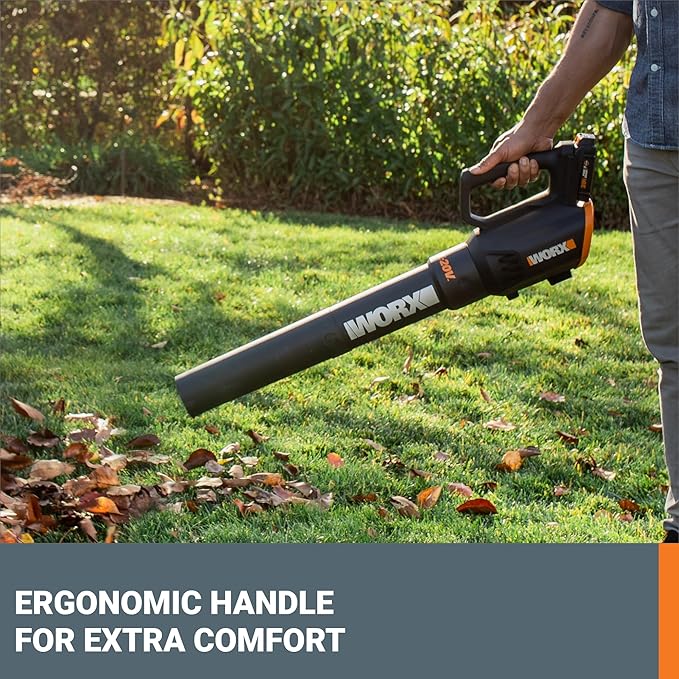Worx 20V Cordless Leaf Blower WG547, Electric Blower, Powerful Turbine Fan Technology, 2-Speed Control, for One-Hand Operation, PowerShare – 1pc 2.0 Ah Battery and 1pc 0.4 A Charger Included