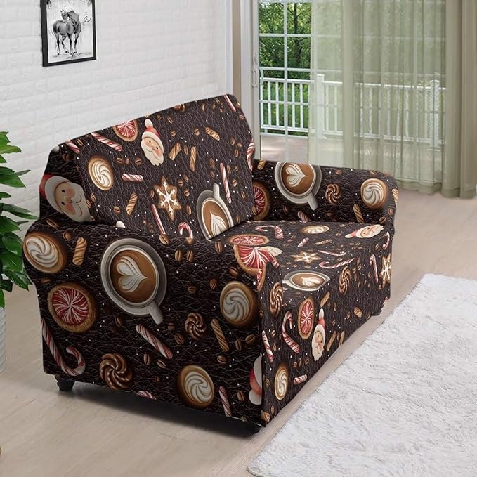 FKELYI Christmas Sofa Slipcover Washable Sofa Couch Cover Comfortable Furniture Protector with Elastic Bottom Stretch Sofa Slipcovers M