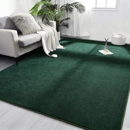 Area Rugs for Bedroom Living Room, 6x9 Dark Green Super Soft Comfy Thickened Memory-Foam Indoor Carpets, Modern Aesthetic Minimalist Carpet for Boys Girls Adults Apartment Nursery Home Décor