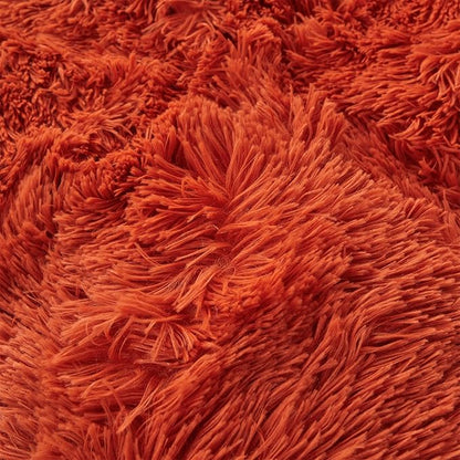 Fluffy Orange Comforter Cover Set Queen - Ultra Soft Plush Burnt Orange Bedding Sets 3 Pieces (1 Faux Fur Duvet Cover + 2 Faux Fur Pillow case) Boho Orange Queen Bed Sets (Dark Orange, Queen)