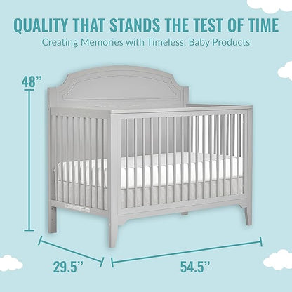 JPMA & Greenguard Gold Certified Milton 5-in-1 Convertible Crib Made with Sustainable New Zealand Pinewood in Pebble Grey, Non-Toxic Finish