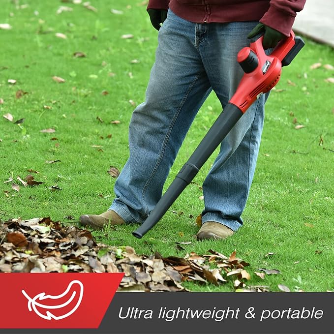 PowerSmart 20V Cordless Leaf Blower with 2 Batteries and Charger, Lightweight & Small Blowers for Benches, Gutters, Lawns (PS76101A), 2024 Version