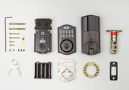 Kwikset 914 Traditional Keypad SmartCode Electronic Deadbolt Smart Lock featuring SmartKey Security and ZigBee 3.0 Technology in Venetian Bronze