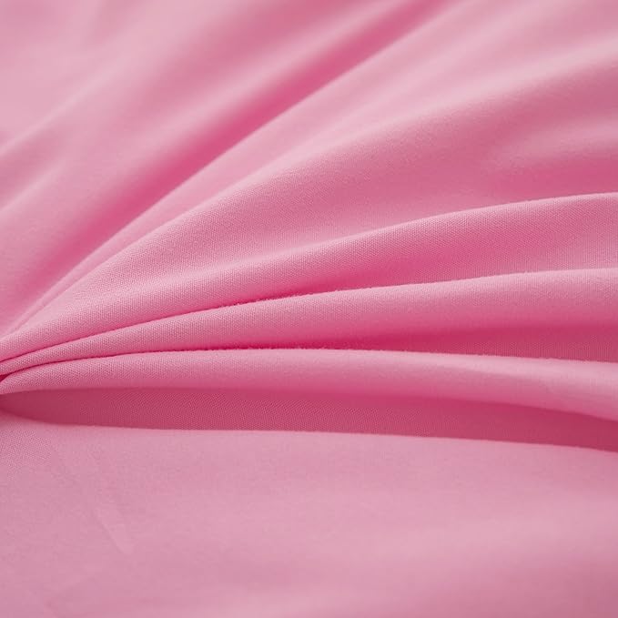 Pink Comforter Queen Set for Girls, 3 Pieces Lightweight and Soft Comforter (1 Ruffle Comforter and 2 Pillowcases), All Season Use Microfiber Bedding Comforter Set