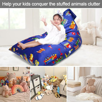 Jorbest Stuffed Animal Bean Bag Storage, Cute Excavator Stuffed Animal Storage Bean Bag Chair Cover for Kids and Adults, Luxury Velvet Bean Bag Covers Only without Filling, (200L/52 Gal)