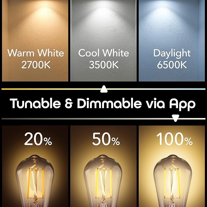Geeni Smart Light Bulb - Alexa and Google Home Compatible, Tunable White LED Programmable and Dimmable WiFi Light Bulb, App Controlled (ST21, 2-Pack)