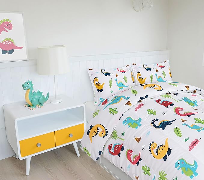 Utopia Bedding All Season Dinosaur Comforter Set with 2 Pillow Cases, 3 Piece Soft Brushed Microfiber Kids Bedding Set for Boys/Girls, Machine Washable (Twin)