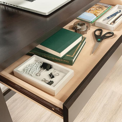 Sauder Summit Station Single Pedestal Desk, L: 52.09" x W: 19.29" x H: 29.02", Cinnamon Cherry Finish