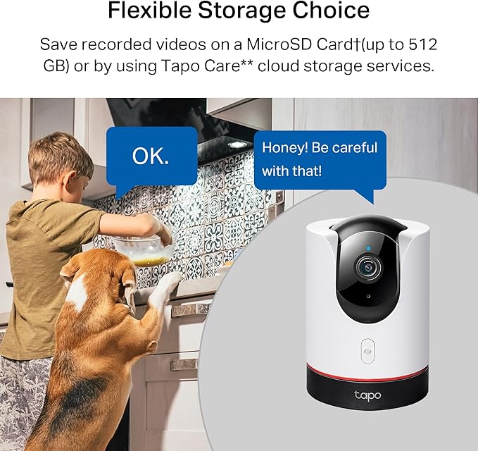 TP-Link Tapo 2K QHD Pan/Tilt Wi-Fi Camera | Apple HomeKit | Physical Privacy Mode | Color Night Vision | Motion Tracking | 2-Way Audio | Local/Cloud Storage | Works w/Alexa&Google Home | (Tapo C225)