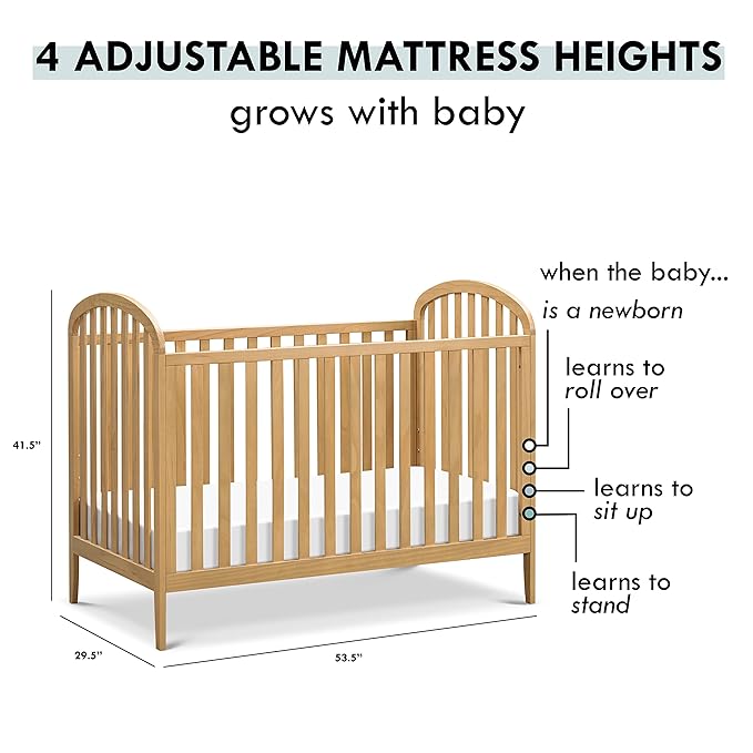 Davinci Beau 3-in-1 Convertible Crib in Honey, Greenguard Gold Certified