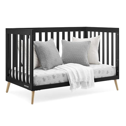 Delta Children Essex 4-in-1 Convertible Baby Crib, Ebony with Natural Legs