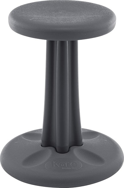 Kore Kids Junior Wobble Chair - Flexible Seating Stool for Classroom, Elementary School, ADD/ADHD - Made in The USA - Junior- Age 8-9, Grade 3-4, Grey (16in)
