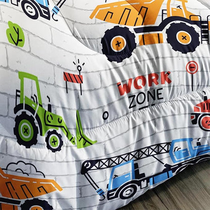 Axolotl Construction Comforter Set Twin,Excavator Bedding Set,Construction Vehicles Comforter Set,Excavator Comforter,Excavator Tractor Trucks Bedding Set for Kids Boys Teens,1 Quilt 2 Pillowcases