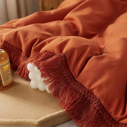 Andency California King Comforter Set Burnt Orange - 3 Pieces Cal King Boho Terracotta Lightweight Bedding Comforter Sets, Oversized All Season Soft Bed Set (104x96In Comforter & 2 Pillowcases)