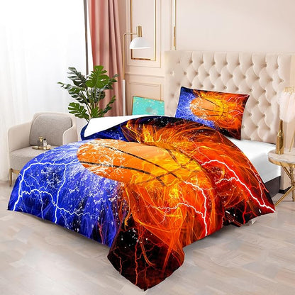 Basketball Comforter Set Twin Size Comforter Set for Boys Basketball Bedding Basketball Comforter Set Sport Microfiber Twin Bedding Set for Kids Boys Teens, 1 Comforter+1 Pillowcase