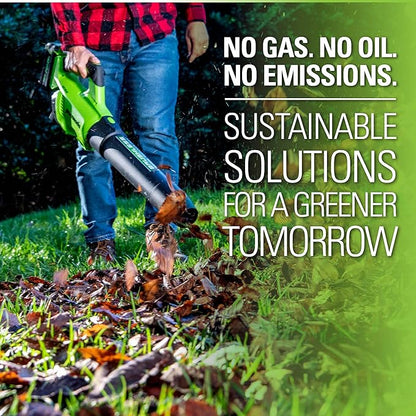 Greenworks 40V (130 MPH / 550 CFM / 75+ Compatible Tools) Cordless Brushless Axial Leaf Blower, Tool Only