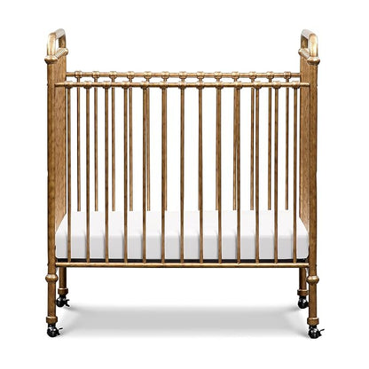 NAMESAKE Abigail 3-in-1 Convertible Mini Metal Crib in Vintage Gold, Greenguard Gold Certified