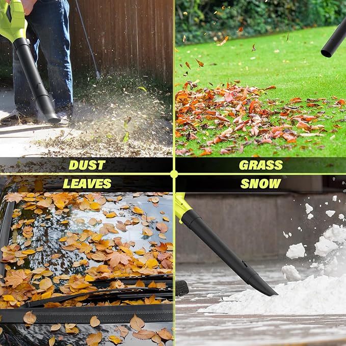 SOYUS Leaf Blower, 20V Leaf Blower Cordless with 2x2.0Ah Battery and Charger, 150 MPH Electric Leaf Blower with Two-Speed Mode, Blowers for Lawn Care, Debris Dust Cleaning(Green)
