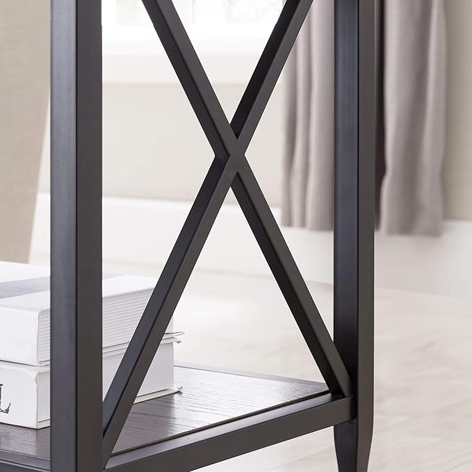 Leick Home 23022 Chisel & Forge One Drawer Nightstand with Shelf, Gray/Matte Black