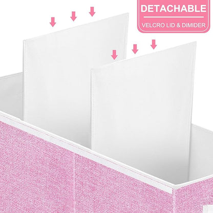 Extra Large Toy Box for Kids,Collapsible Toys Storage Chest Boxes Organizers with Dividers for Boys,Girls,Closet,Nursery,Playroom 35.8"x12.6"x16"(Dark Pink)