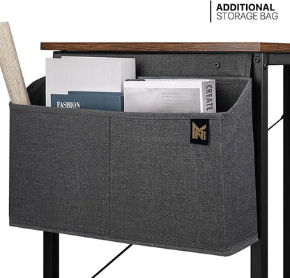 MoNiBloom Home Office Gaming Desk, 40 Inches Computer Study Table with A Storage Bag, Rustic Brown