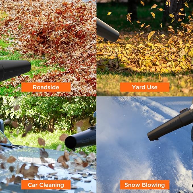 Litheli 20V Leaf Blower Cordless 2.0 Ah Battery Powered, 355CFM/85MPH & 2 Speed Levels, Handheld Electric Blowers for Lawn Care, Patio, Snow, Dust, Blowing Leaves