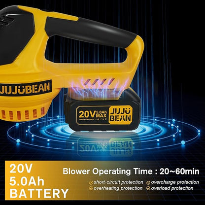 Electric Leaf Blower Cordless, Battery Leaf Blower with Battery and Charger, 5.0Ah Battery Powered Variable-Speed Lightweight Handheld Blower for Lawn Care, Patio, Yard, Terrace