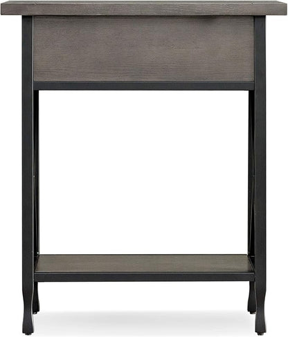 Leick Home 23022 Chisel & Forge One Drawer Nightstand with Shelf, Gray/Matte Black