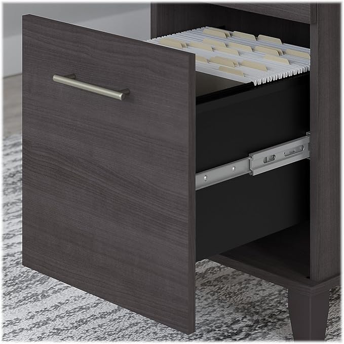 Bush SET015SG Somerset 35-Inch -41-Inch Adjustable Desk with Hutch, Storm Gray