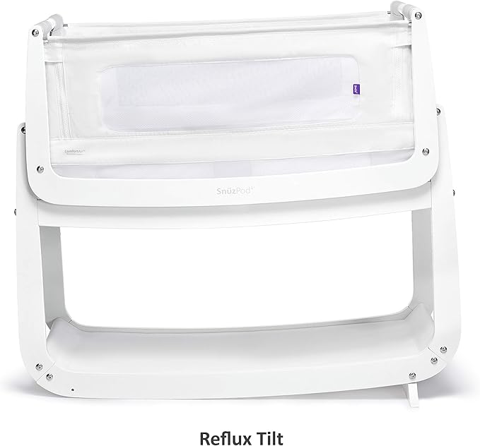 SnuzPod4, Bassinet Bedside Sleeper - Comfortable Baby Crib and Bed, 3D Breathable Mattress, Fits Bed with Adjustable Max. Height of 28.5”, Machine Washable Mesh Liner (White)
