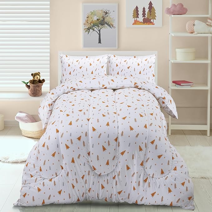 Utopia Bedding All Season Pine Tree Comforter Set with 2 Pillow Cases, 3 Piece Soft Brushed Microfiber Kids Bedding Set for Boys/Girls, Machine Washable (Twin)