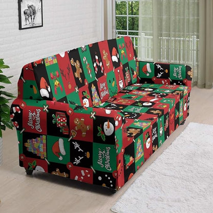 FKELYI Cute Christmas Furniture Protector Easy Going Stretch Sofa Slipcover Non-Slip Sofa Couch Cover Washable Sofa Slipcovers XL