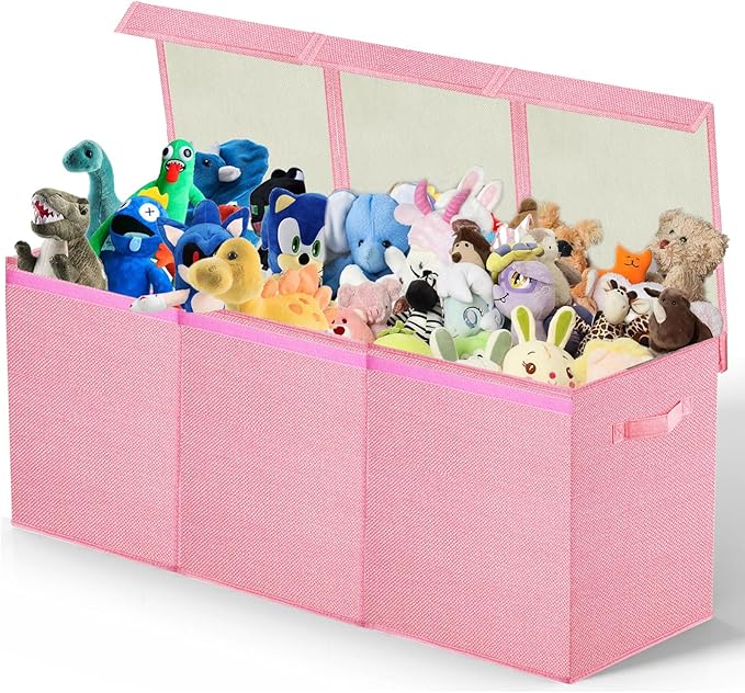 Large Toy Box Chest,Big Toy Storage Organizer,Storage Bins with Lids,Stuffed Animal Storage,Toy Bins for Kids Extra Large,Toddlers,Baby,Girls,Nursery,Living room,playroom(Pink)