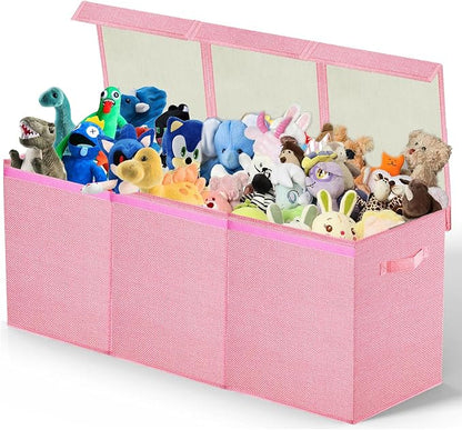 Large Toy Box Chest,Big Toy Storage Organizer,Storage Bins with Lids,Stuffed Animal Storage,Toy Bins for Kids Extra Large,Toddlers,Baby,Girls,Nursery,Living room,playroom(Pink)