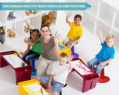 Studico ActiveChairs Kids Wobble Chair, Flexible Elementary Classroom Seating, Improves Focus, Posture and Helps ADHD/ADD, Sensory Desk Chairs, Pre-Teen 17.75" Active Fidget Chairs, Ages 7-12, Purple