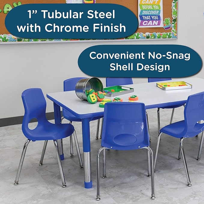 Angeles H, Blue with Chrome Legs, 4 Pack MyPosture Children's Chair, 10-inch