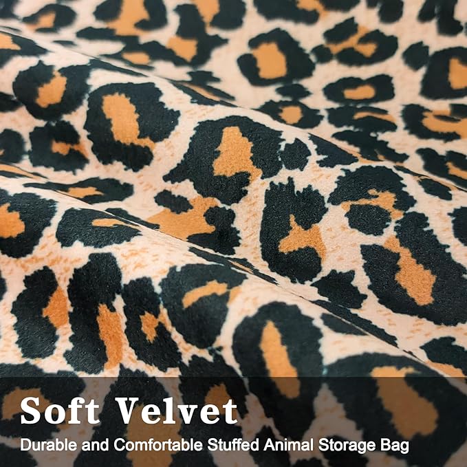 Jorbest Stuffed Animal Storage Bean Bag Chair Cover for Kids and Adults, Bean Bag Stuffed Animal Storage, Luxury Velvet Leopard Print Bean Bag Covers Only without Filling, (200L/52 Gal)
