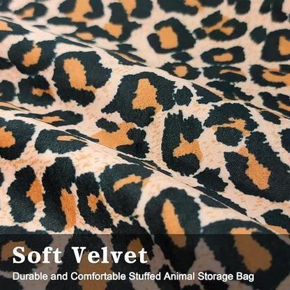 Jorbest Stuffed Animal Storage Bean Bag Chair Cover for Kids and Adults, Bean Bag Stuffed Animal Storage, Luxury Velvet Leopard Print Bean Bag Covers Only without Filling, (200L/52 Gal)