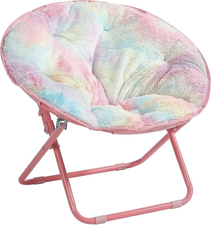 Heritage Kids Rainbow Faux Fur Kids Folding Saucer Chair