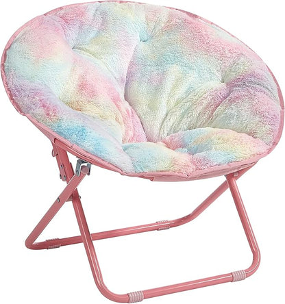 Heritage Kids Rainbow Faux Fur Kids Folding Saucer Chair