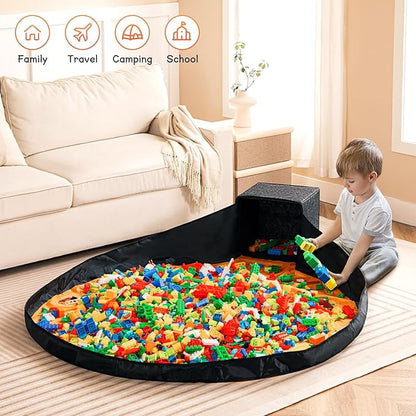 Toy Storage Organizer and Play Mat 13"x13"x13 Basket for Building Bricks Collapsible Storage Box for Kids Nonwoven Fabric Organizer Cube Bin