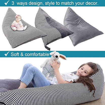 Stuffed Animal Storage Bean Bag Chair Cover | 53" Extra Large Beanbag Cover for Kids and Adults, Plush Toys Holder and Organizer for Boys and Girls | Premium Velvet - Soft & Comfortable