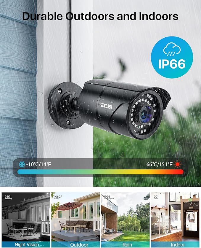 ZOSI 1080P HD 1920TVL Hybrid 4-in-1 TVI/CVI/AHD/960H CVBS CCTV Surveillance Weatherproof Bullet Security Camera Outdoor Indoor,120ft Night Vision,For HD-TVI,AHD,CVI and CVBS/960H analog DVR