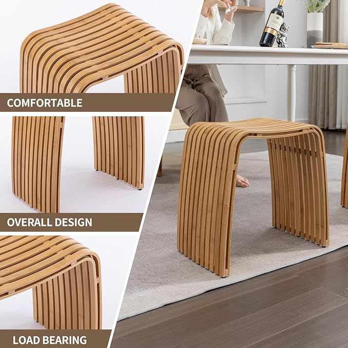 Bamboo Dining Stool Dining Chair Dressing Stool Shoe Stool Bathroom Stool Dining Room Bathroom Living Room Study Bedroom Durable and Beautifully Designed
