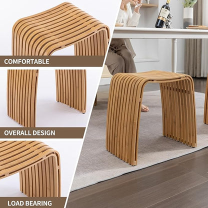 Bamboo Dining Stool Dining Chair Dressing Stool Shoe Stool Bathroom Stool Dining Room Bathroom Living Room Study Bedroom Durable and Beautifully Designed