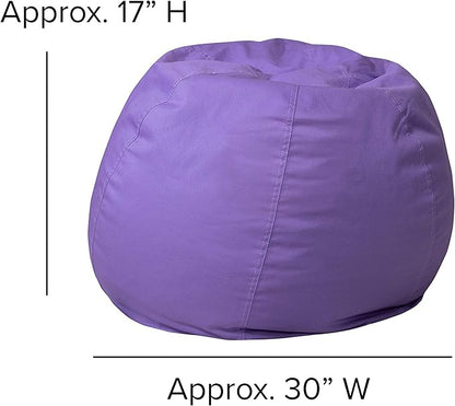 Flash Furniture Dillon Small Bean Bag Chair for Kids and Teens, Foam-Filled Beanbag Chair with Machine Washable Cover, Purple