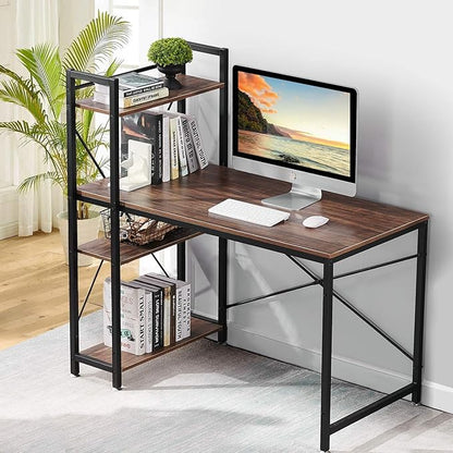 VECELO Computer Drawers/Shelves with Storage for Study/Writing and Home Office Workstation, 47 Inch Desk, Vintage Brown